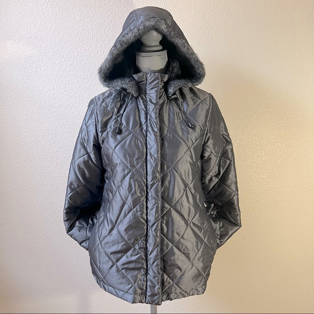 Guess Gray Puffer Jacket, Size Small